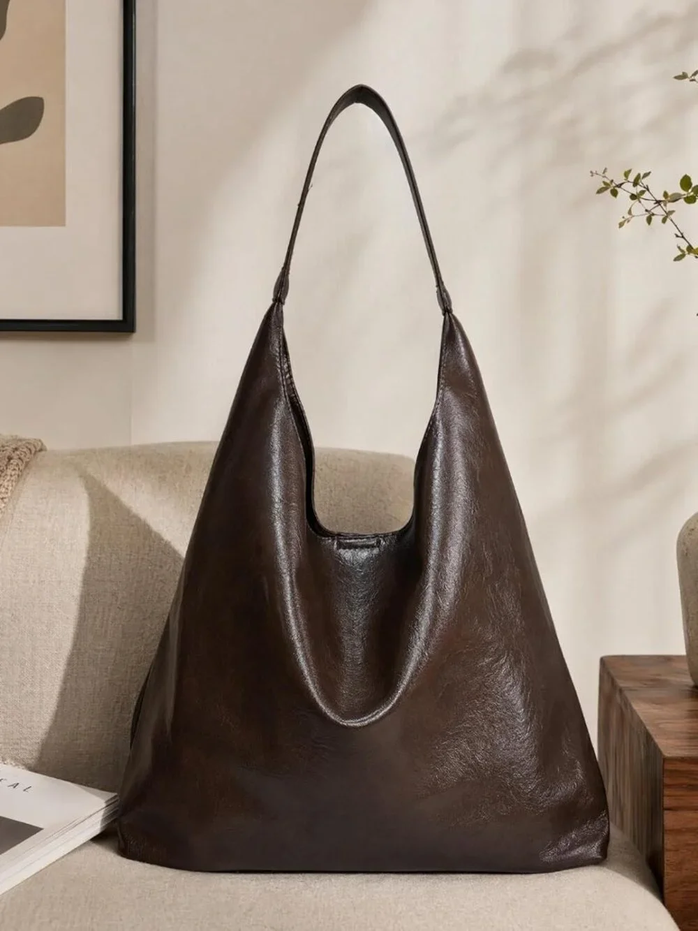 Hobo Bags for Women, Soft Vegan Leather Slouchy Shoulder Handbag Casual Tote Pur